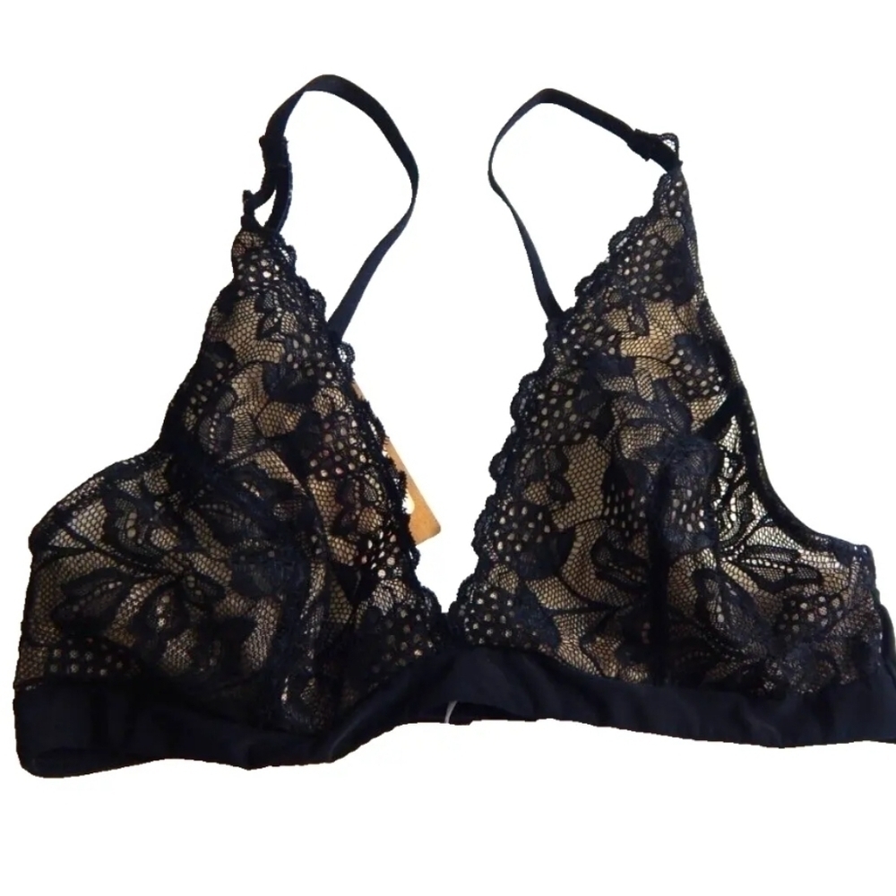 Samantha Chang My Daily Bra Beige Black Lace Triangle Bralette